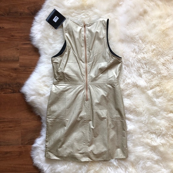 MinkPink Gold Sleeveless Exposed Zip Shift Dress L - Picture 6 of 6